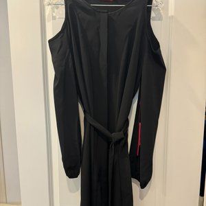Tamara Mellon Black Silk Cold Shoulder Dress, Long-Sleeved, Size 6